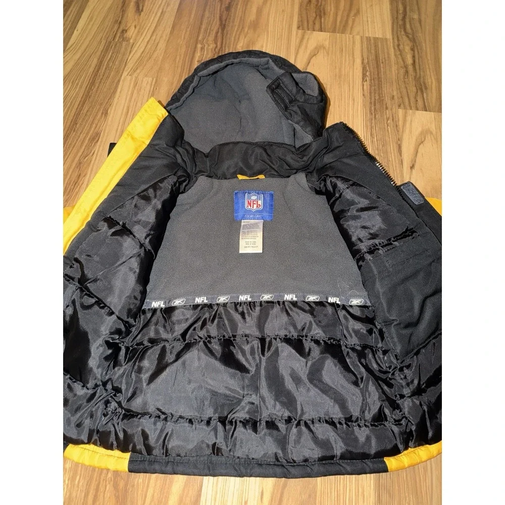 Y2K NFL Reebok Pittsburgh Steelers Puffer Jacket Toddler 2T Puffer Hooded Coat